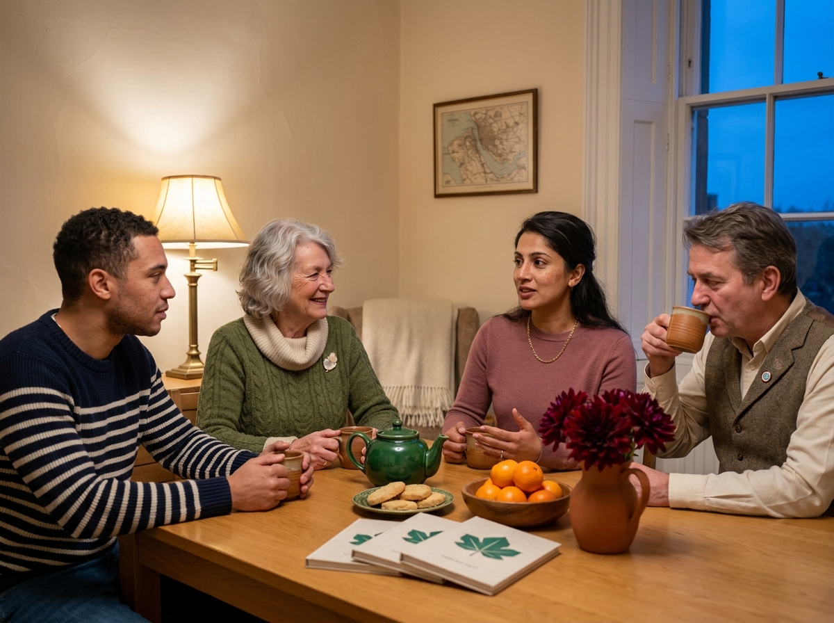 A small group at the Trust offices in the upstairs room at a volunteer welcome evening.